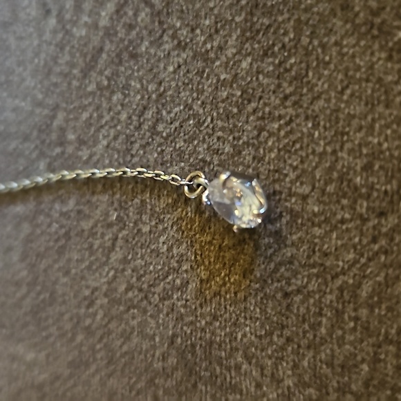5/$25 Dainty Silvertone Lariat Crystal Drop Necklace - Picture 3 of 6